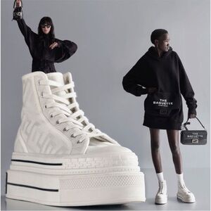 EUC Fendi By Marc Jacobs Domino Canvas White High Top Sneakers